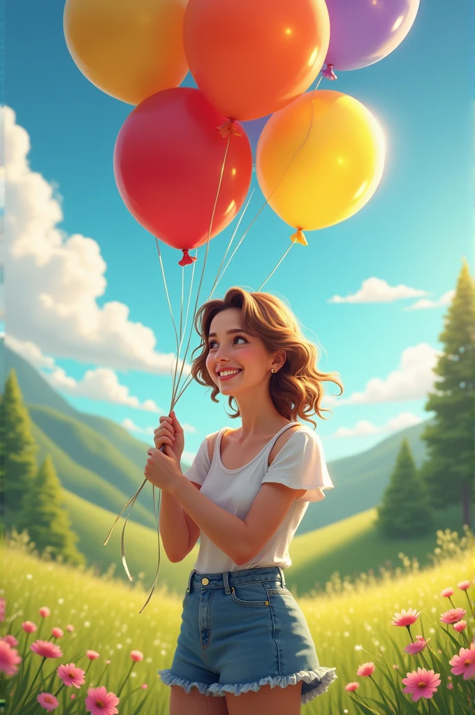 A woman filling a balloon