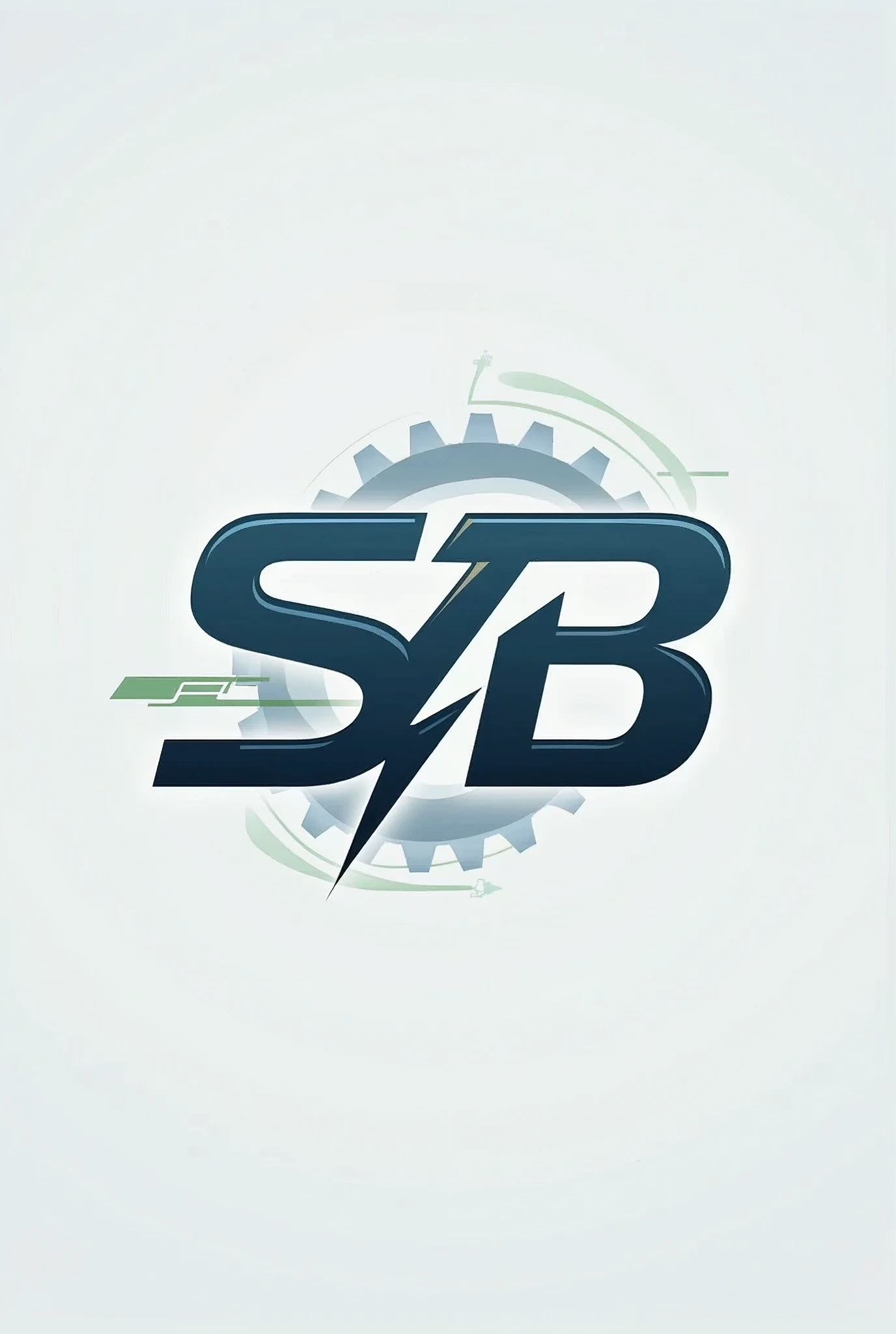 "SB" text brand logo , theme electric engineering, light background,add gear and electric symbol,