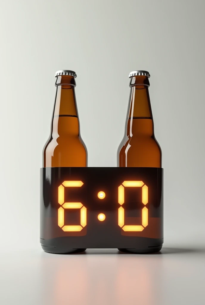 Make a clock png pointing to 06:00 am with beer bottles being the clock hands
