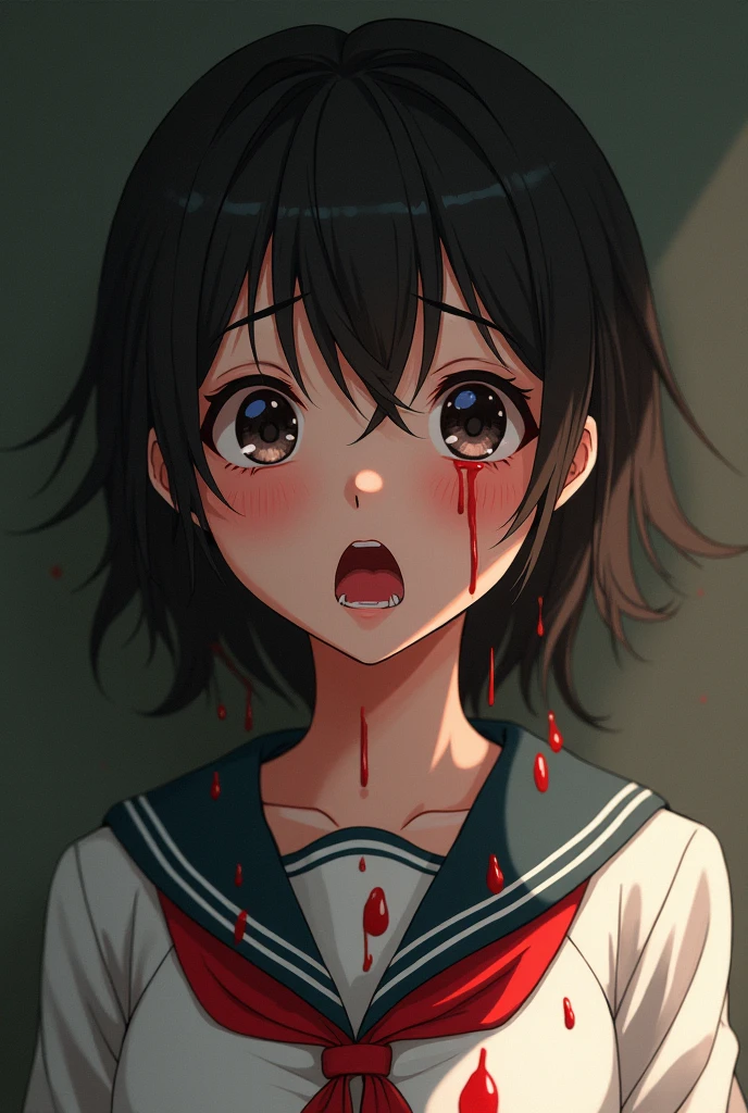 In uniform、Being squirted with semen、Blushing girl