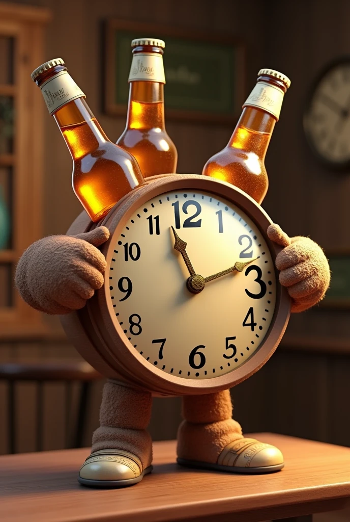 Make a clock with a png pointer pointing to 06:00 am with beer bottles being the clock hands