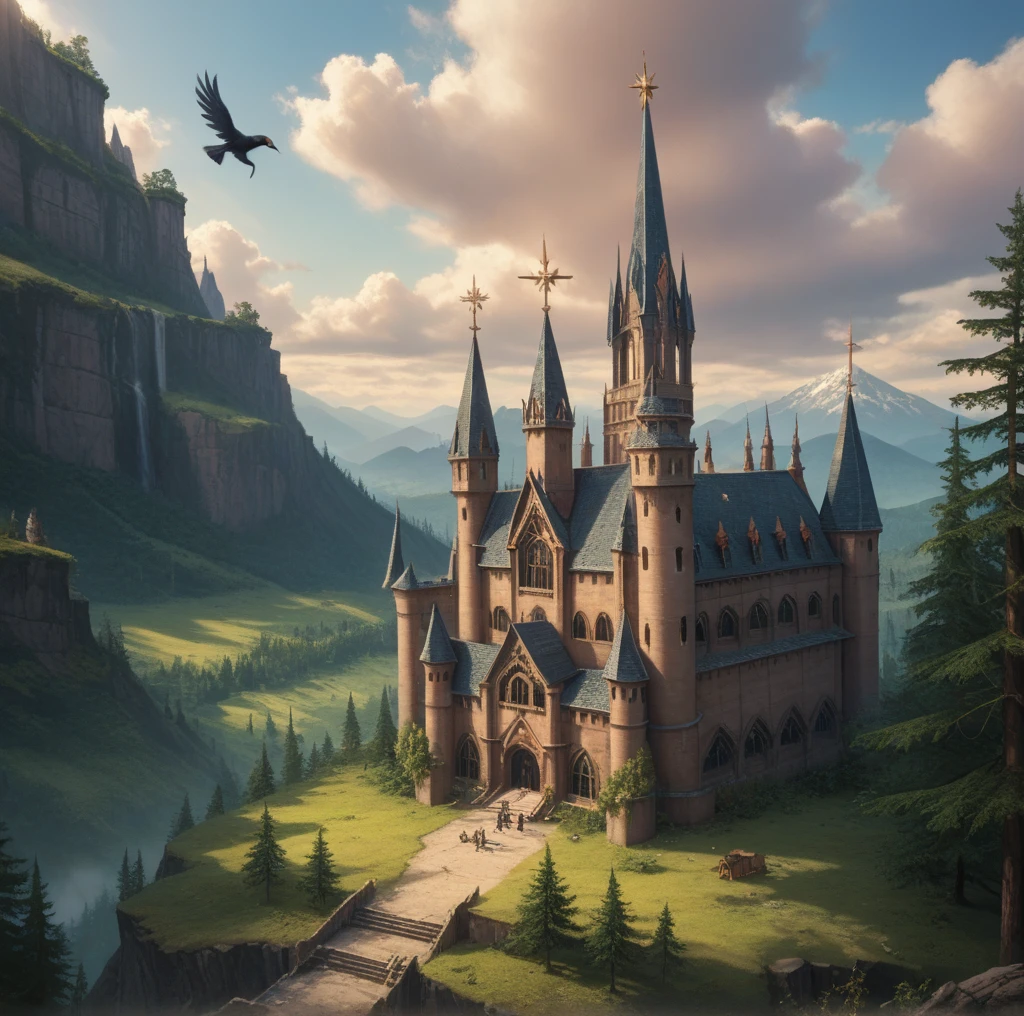 mountains of golden skulls, crow, Cathedral, twilightull, twilight, the legend of zelda: Tears of the Kingdom, crows fall all over the ground, Dark forest, 1 girl, One, Spider lily, Best quality, high quality, a high resolution, masterpiece, cinematic film still,score_9,score_8_up,score_7_up,masterpiece,best quality,8k,source_cartoon,source_アニメ, ultra quality, غيوم كبيرة جدة ومضيئة
في الليل نجوم تضيئ