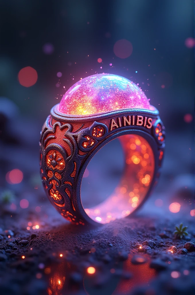 draw a ring. bright and colorful. which shimmers. with the name ANIBIS on the ring itself