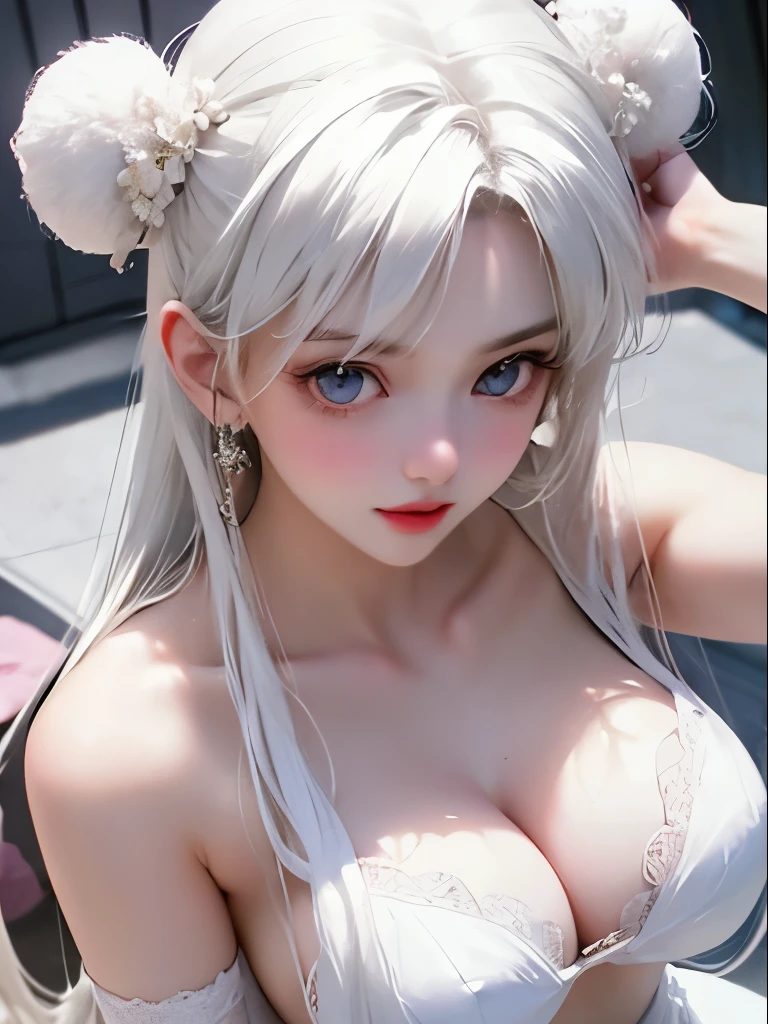 Beautiful breasts,white Tone,white, ,,,white Hair,white髪、your、