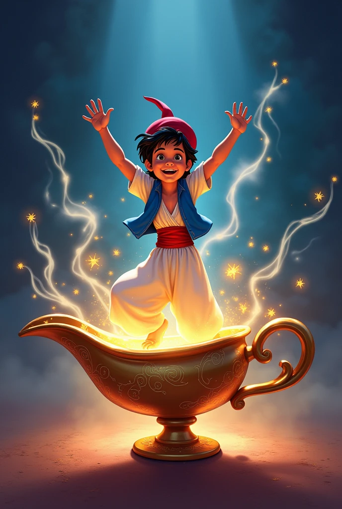 Disney's Aladdin Coming Out of the Magic Lamp