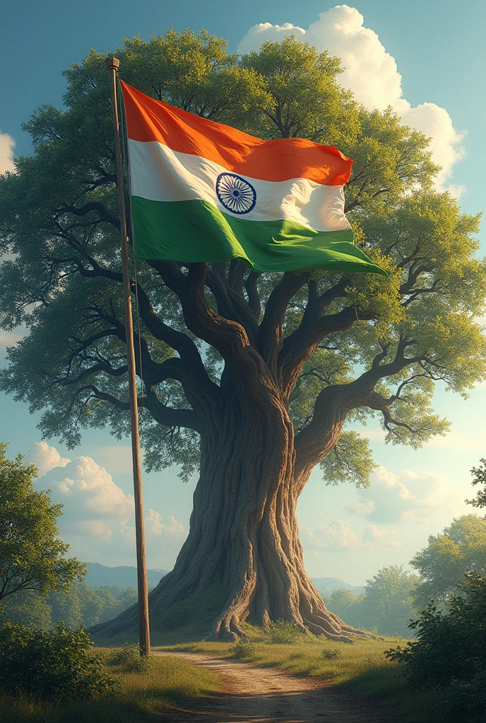 Indian Flag tree ke uper
