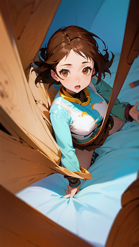 Anime woman shows her vagina brown hair