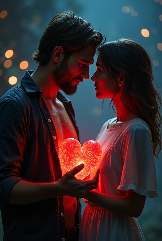 A man with his real heart in his hand giving it to his lady