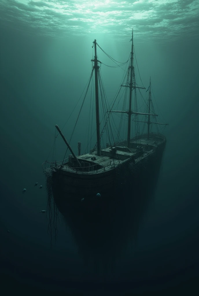 Small ship sinking deep