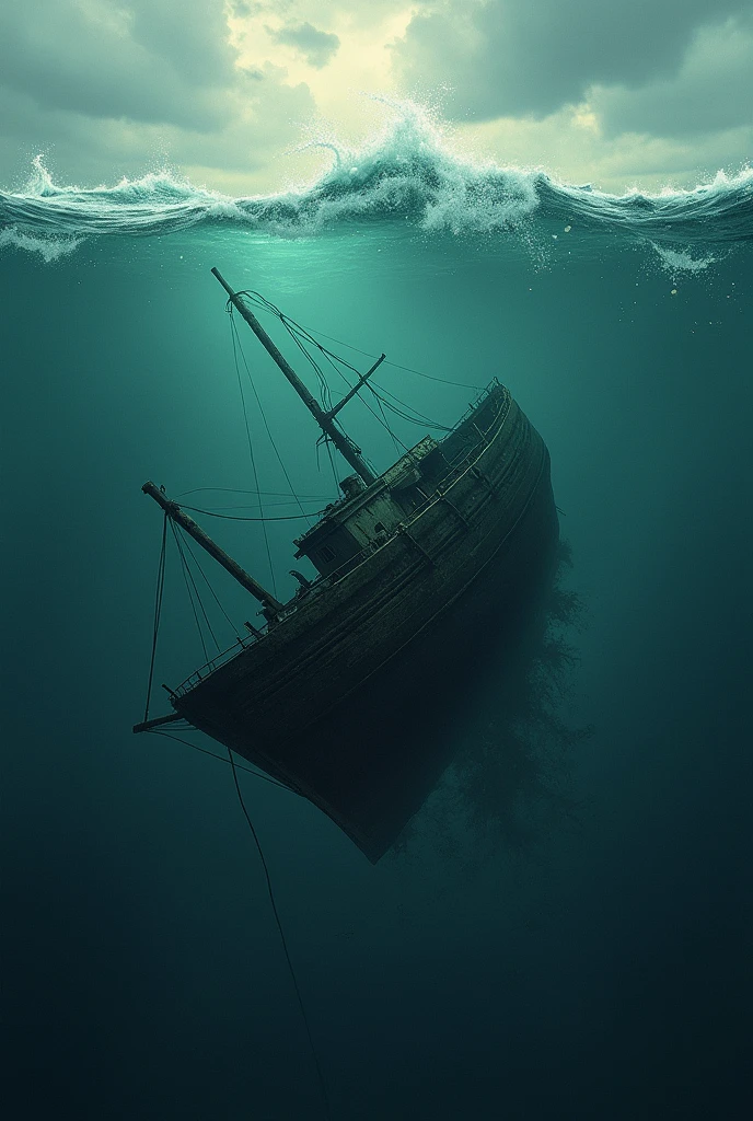 Small ship sinking deep