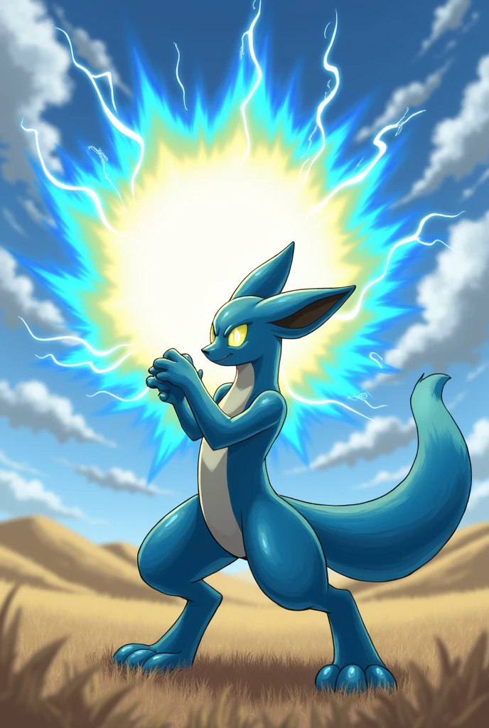 Pokemon Lucario doing genki dama