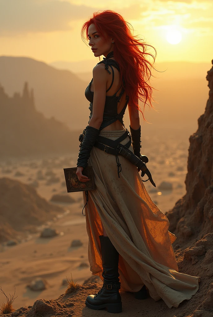 Focus on the juxtaposition of beauty and brutality:
Option 1: "A vision of otherworldly beauty, she stood amidst the desolation. Her fiery red hair, now tangled and wild, framed a face etched with the harsh realities of survival. Clad in scraps of leather and metal, she exuded a raw, primal energy. A tattered, once-elegant gown was tied around her waist, a stark contrast to the barren wasteland surrounding her. With a determined gaze, she surveyed the horizon, her eyes holding a flicker of hope amid the despair."
Emphasize the sense of isolation and loneliness:
Option 2: "Lost in the vast expanse, she was a solitary figure. Her red hair, bleached by the sun and wind, framed a face that seemed to carry the weight of the world. Dressed in scavenged clothing, she stood at the edge of a crumbling precipice, her silhouette outlined against the setting sun. In her hand, she held a worn photograph, a faded reminder of a life long gone."
Highlight her role as a warrior:
Option 3: "A warrior born from the ashes, she moved with a predatory grace. Her red hair, matted and wild, framed a face hardened by countless battles. Clad in a patchwork of leather and metal, she carried herself with an air of confidence that belied her solitude. A crossbow slung across her back and a knife strapped to her thigh, she was prepared for anything. Her eyes, sharp and focused, scanned the horizon, ever vigilant."
Tips for finding the perfect image:
Use a variety of search terms: Try combinations like "post-apocalyptic woman," "desert warrior," "ruins," "red hair," "survivor," and "Mad Max."
Explore different art styles: Look for both realistic and stylized images to find the perfect match for your vision.
Pay attention to the lighting: Dramatic lighting can enhance the mood and atmosphere of your image.
Consider the background: The background should complement the subject and help tell the story.
Here are some additional platforms where you can find images:
DeviantArt: A popular platform for d