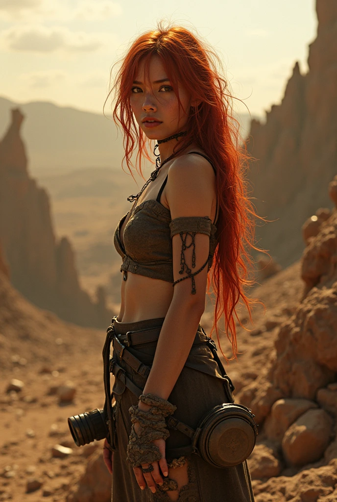 Focus on the juxtaposition of beauty and brutality:
Option 1: "A vision of otherworldly beauty, she stood amidst the desolation. Her fiery red hair, now tangled and wild, framed a face etched with the harsh realities of survival. Clad in scraps of leather and metal, she exuded a raw, primal energy. A tattered, once-elegant gown was tied around her waist, a stark contrast to the barren wasteland surrounding her. With a determined gaze, she surveyed the horizon, her eyes holding a flicker of hope amid the despair."
Emphasize the sense of isolation and loneliness:
Option 2: "Lost in the vast expanse, she was a solitary figure. Her red hair, bleached by the sun and wind, framed a face that seemed to carry the weight of the world. Dressed in scavenged clothing, she stood at the edge of a crumbling precipice, her silhouette outlined against the setting sun. In her hand, she held a worn photograph, a faded reminder of a life long gone."
Highlight her role as a warrior:
Option 3: "A warrior born from the ashes, she moved with a predatory grace. Her red hair, matted and wild, framed a face hardened by countless battles. Clad in a patchwork of leather and metal, she carried herself with an air of confidence that belied her solitude. A crossbow slung across her back and a knife strapped to her thigh, she was prepared for anything. Her eyes, sharp and focused, scanned the horizon, ever vigilant."
Tips for finding the perfect image:
Use a variety of search terms: Try combinations like "post-apocalyptic woman," "desert warrior," "ruins," "red hair," "survivor," and "Mad Max."
Explore different art styles: Look for both realistic and stylized images to find the perfect match for your vision.
Pay attention to the lighting: Dramatic lighting can enhance the mood and atmosphere of your image.
Consider the background: The background should complement the subject and help tell the story.
Here are some additional platforms where you can find images:
DeviantArt: A popular platform for d