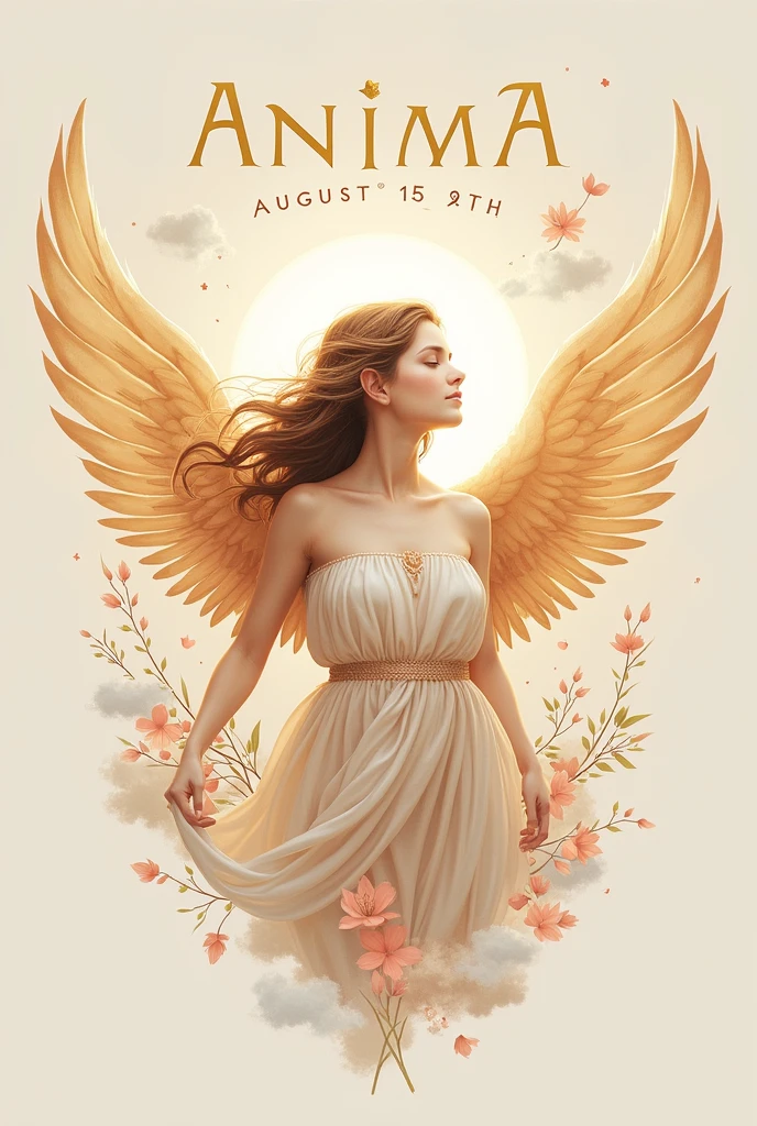 Anima name logo with love and wings represent 15th august