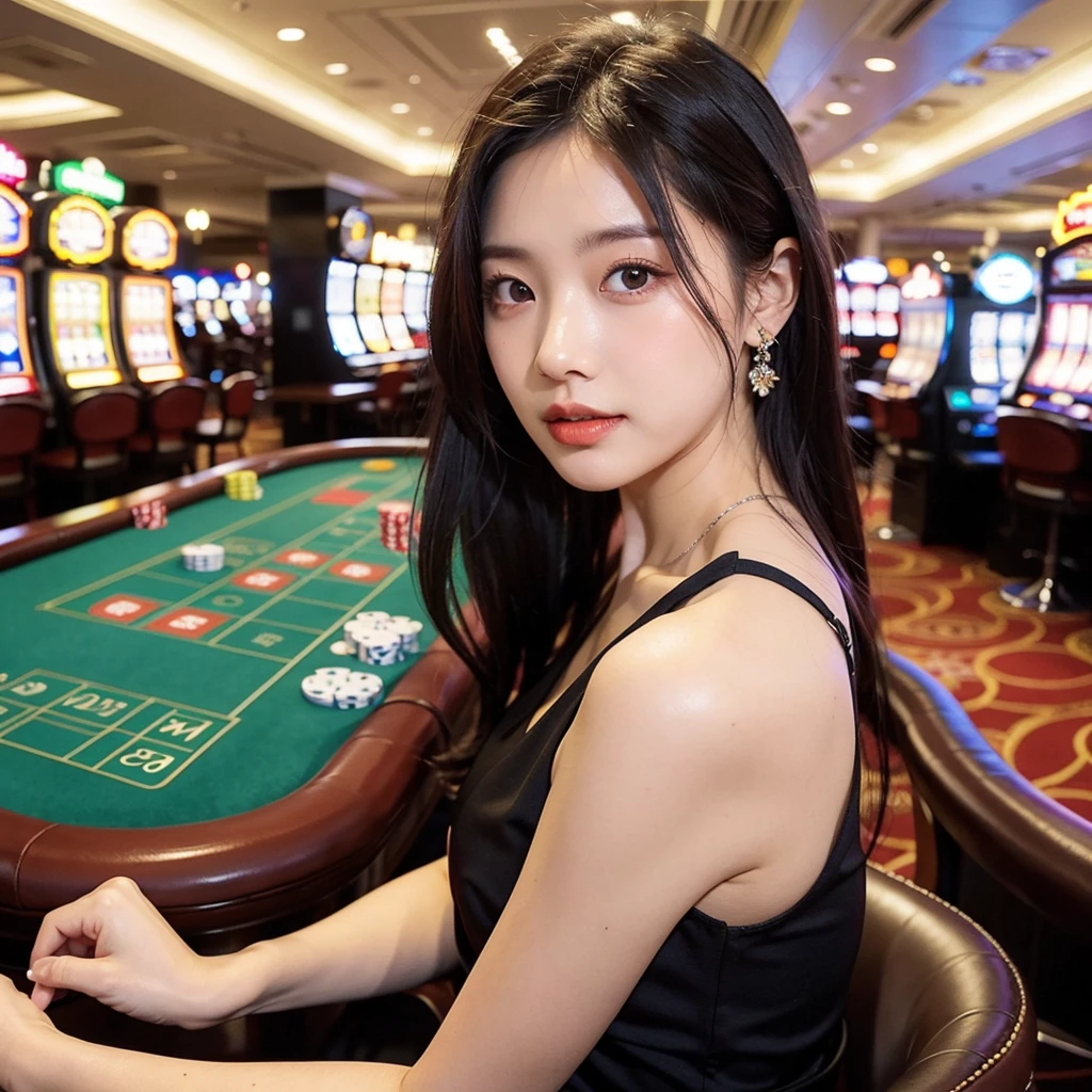 ((best quality)), ((masterpiece)), (detailed), casino girl, dress