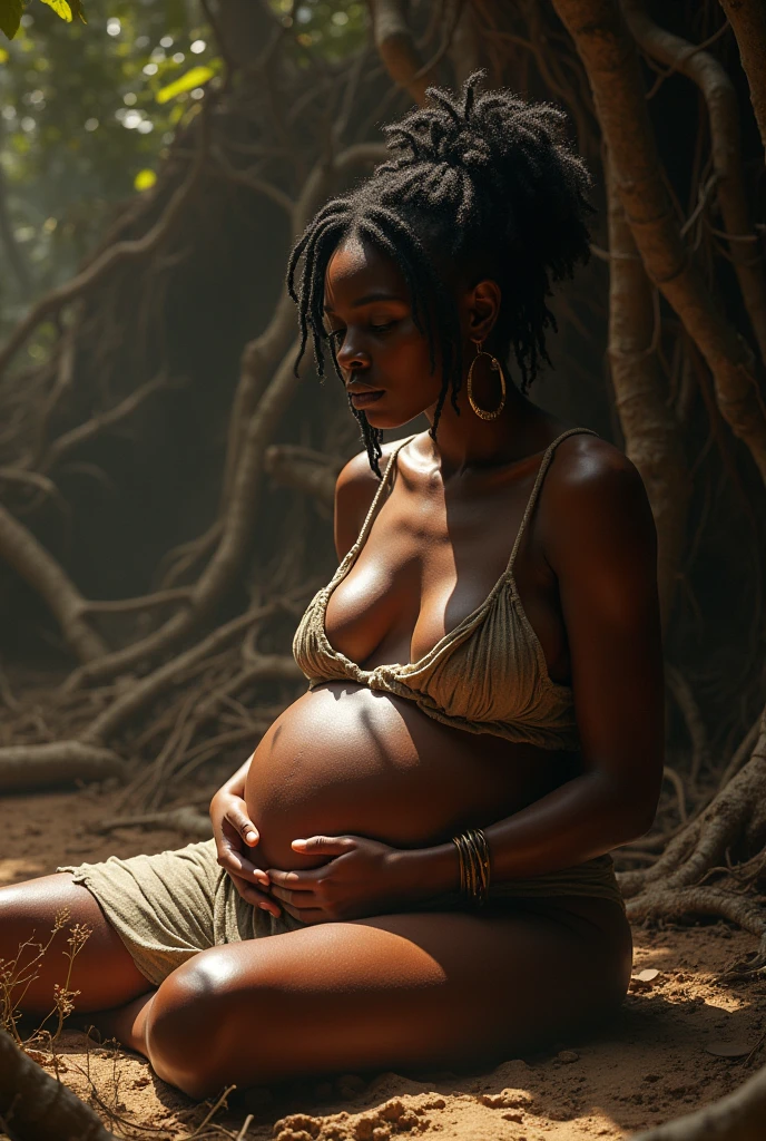 Black woman gives birth in an extremely unstructured environment