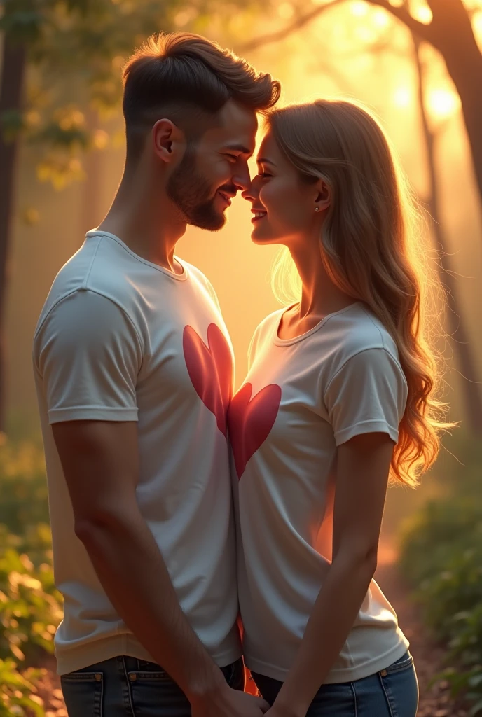 Create an image of a couple wearing the same tshirt