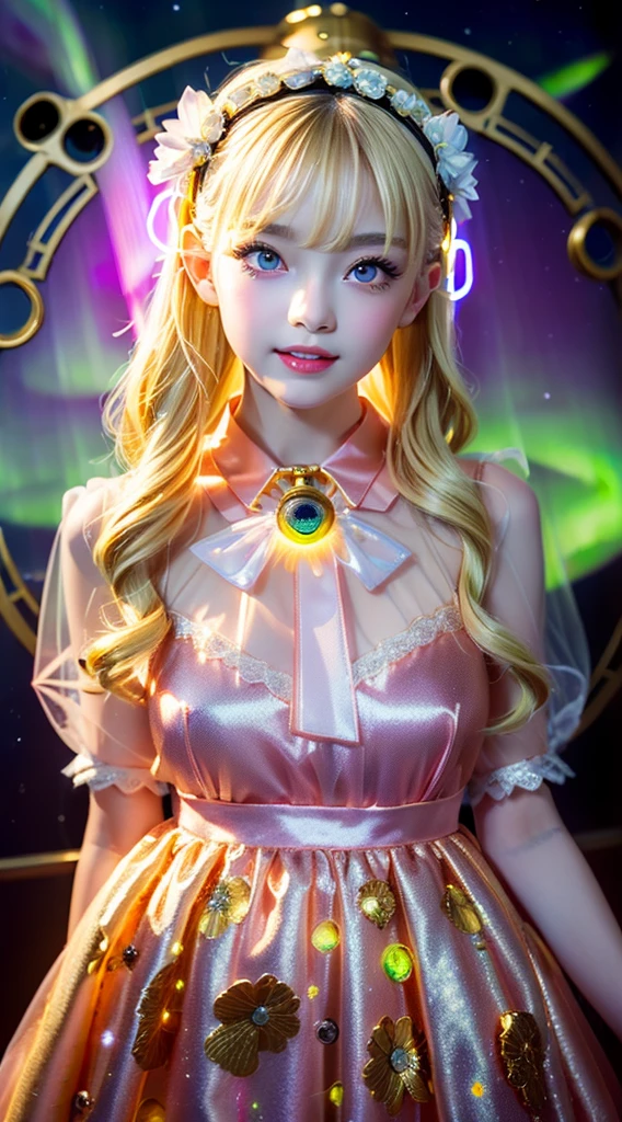 Fox Ears, very cute, Blonde Hair, Big smile, One girl, 1. Goddess Athena, The beautiful, flawless face of the goddess Athena, delicate yellow nightgown, Lots of sexy black lace detailing、Long sheer sequined nightgown, A beautiful pale red silk half veil, Legends of female saints, Icons of female saints, Beautiful goddess-like glitter, Dark and mysterious version, Vermilion lips, Plump red lips, ((口をclose:0.9)), Complete teeth, Symmetrical incisors, Bright white teeth, ((Angry face:0.8)), delicate and beautiful pino detailing, delicate and beautiful lip detail, (Pure and perfect face: 1.9), Female Eucharist, Round Breasts, 大きくてRound Breasts, Phoenix Brooch, Long, flat bangs, Long black hair, Beautiful, clear face and well-proportioned eyes, (Pale pink eyes with transparent irises: 1.8), (Big round eyes and makeup, Sexy wet eye makeup, So beautiful、Careful hair and makeup, long and delicate blonde hair, delicate, Body image: 1.8), shape: Brilliant and, (The stars that make up the sky々: 1.7), (The Gate of Heaven and Imaginary Time and Space: 1.8), Imaginary art, RAW Photos, hanfu pictures, Best Photos, High resolution, 最high quality, Best Photos, Best Goddess Quality, 8k female, Super 8 Single Saint Portrait, The most true color scheme, masterpiece, Best Beauty Brands, Best Hair Jewelry, Brand real photo, Dark studio, Border Light, Two-tone lighting, (Rosy white skin: 1.4), (High skin detail: 1.1), 8k uhd, SLR, Soft Light, 8k, high quality, Frank, Smooth and sharp volume, 10x more pixels, Sexy Goddess, Sexy Goddess, (Background Space: 1.8), (The most beautiful aurora eye: 1.7), Beautiful Eyes, The aurora is beautiful and flower-like, (Beautiful single women: 1.8), (see here:0.8), close, Approaching the Goddess, Clear and unrealistic