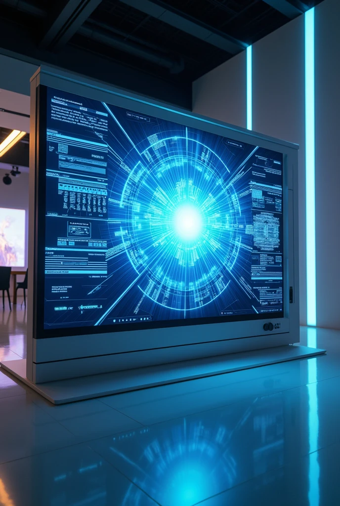 a futuristic presentation tv screen.