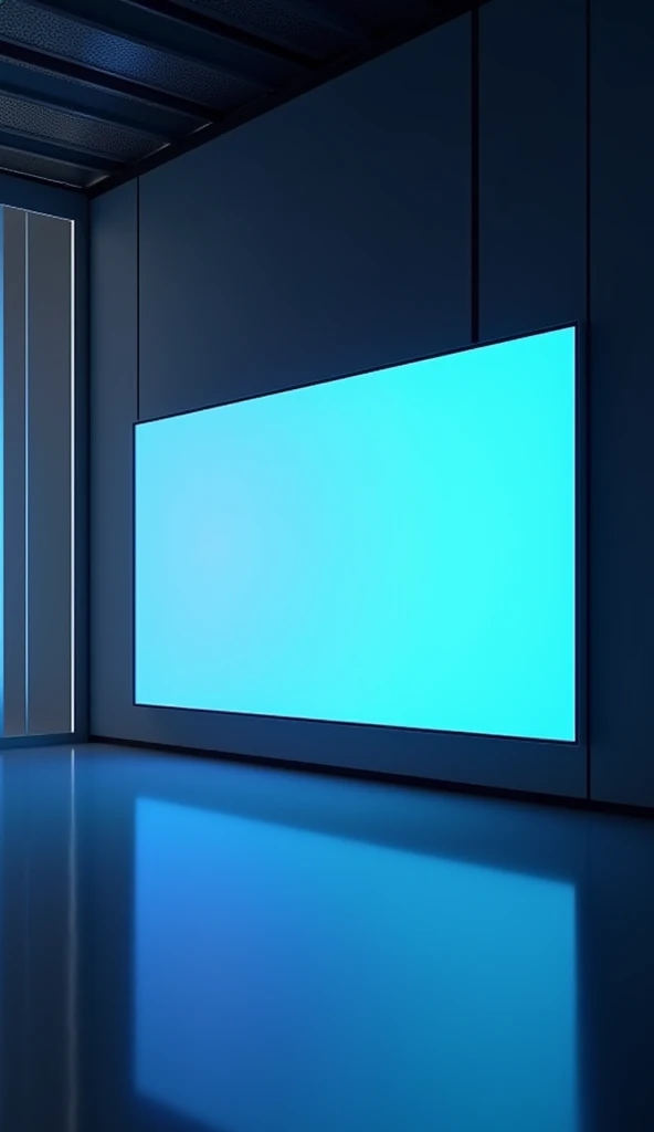 a futuristic presentation tv screen. facing horizontally towards the camera