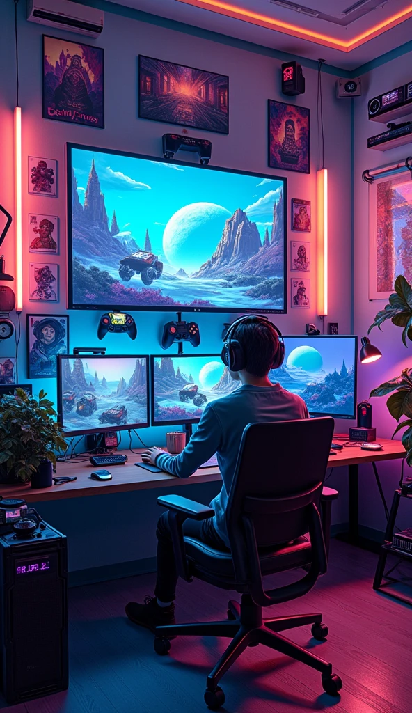 a trippy gamer room