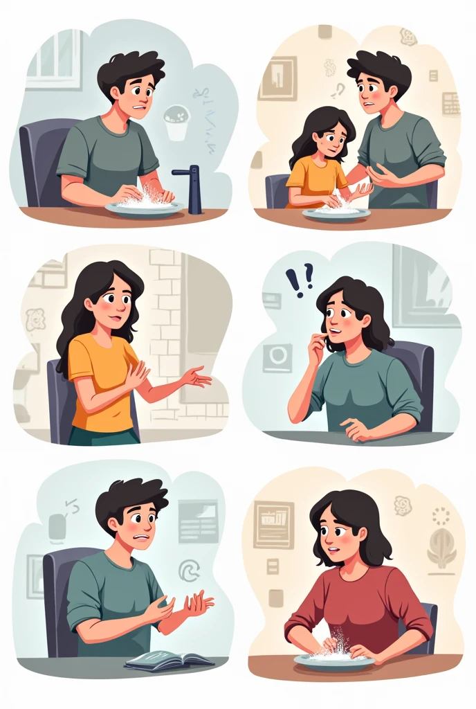 Cartoon images for ocd disorder and its symptoms, for academic presentations