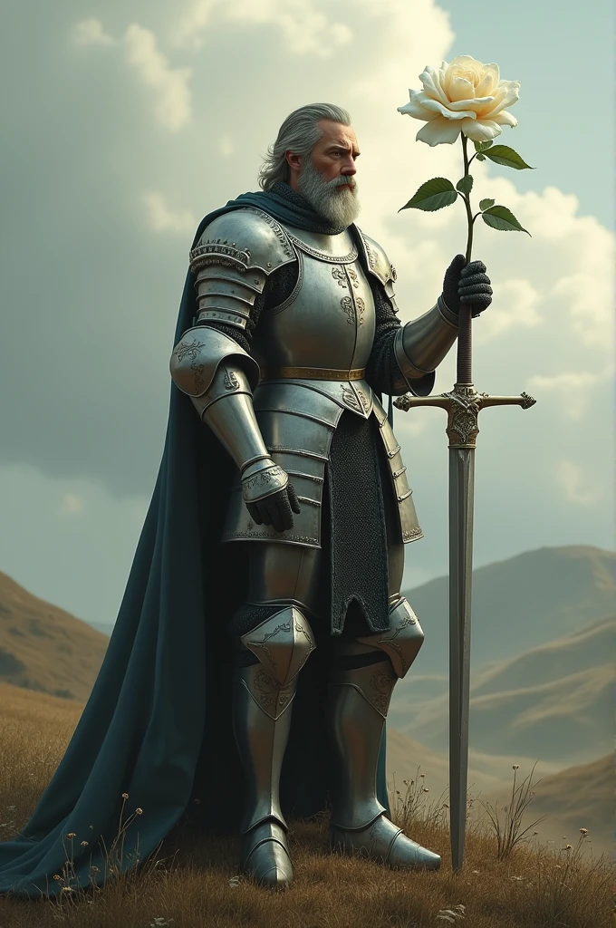 A knight with a white rose