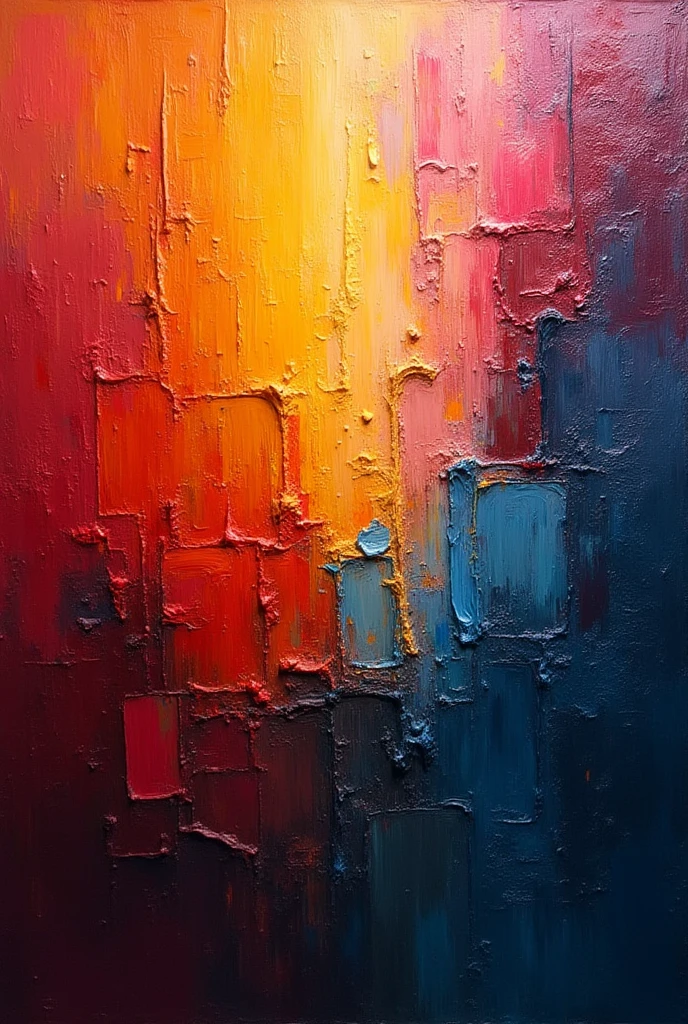 a thick textured oil painting, impasto brushstrokes, dry brushing, paletteknife oil painted harmonic colors, modern impasto style, abstract art, vibrant colors, deep shadows, warm lighting, atmospheric, moody, dramatic, intricate details, dynamic composition, expressive brushwork, textural paint surface, (best quality,4k,8k,highres,masterpiece:1.2),ultra-detailed,(realistic,photorealistic,photo-realistic:1.37)