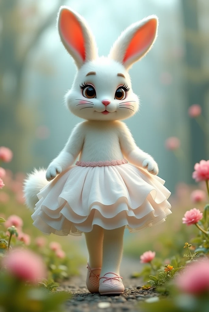 White rabbit costume with skirt and shoes 