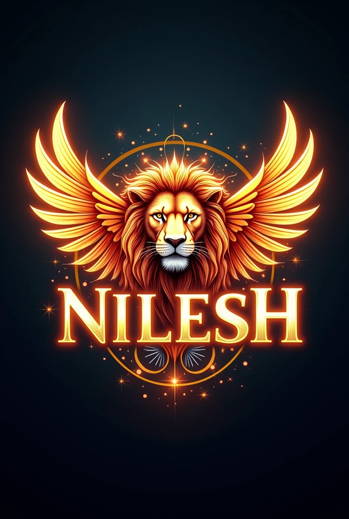 Name with Indiaflag designs with wing and lion face in the middle
NILESH name in style font luminous