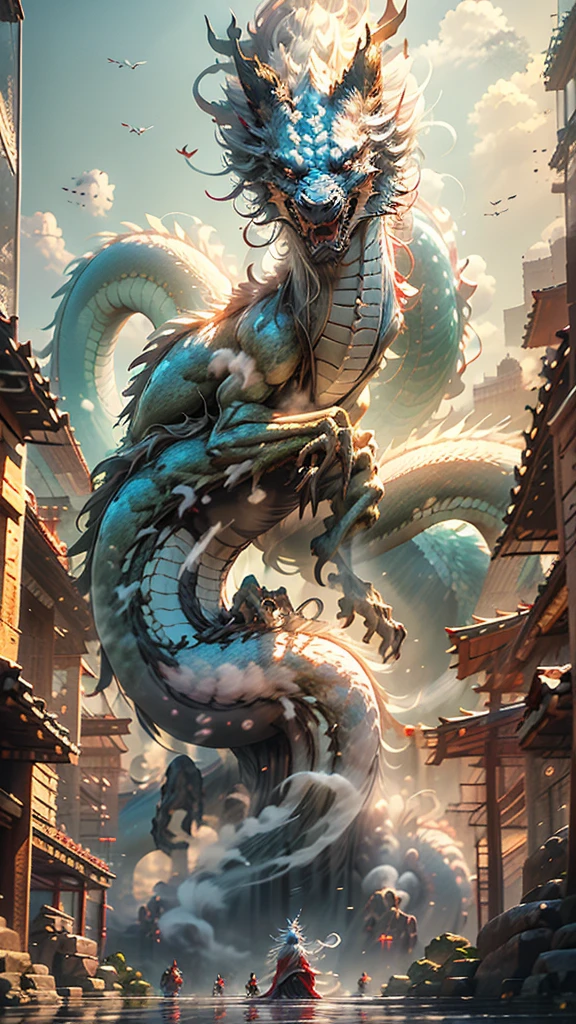 Buddha与龙在战斗(Buddha:1.3),Robe,Law,犹如Buddha手掌,The Chinese White Dragon Soars into the Sky,(Buddha陀操纵龙:1.3),(Buddha祖背对着镜头:1.3),Sky clouds surround the surroundings,光魔Law,Fantastic background,Background,Ridiculous background,There are artistic overlays of multi-colored hair, Surrealism, Movie Lighting, Ray Tracing, Divine Light, Speed Lines, Perspective, Ultra HD, masterpiece, best quality, Super Detail, high resolution, high quality,(Vision:1.3)