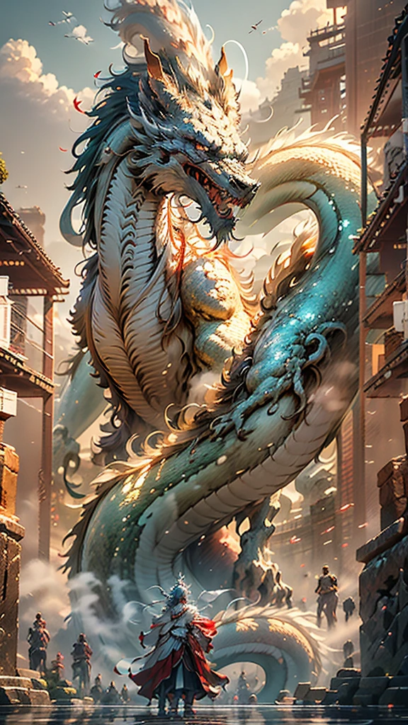 Buddha与龙在战斗(Buddha:1.3),Robe,Law,犹如Buddha手掌,The Chinese White Dragon Soars into the Sky,(Buddha陀操纵龙:1.3),(Buddha祖背对着镜头:1.3),Sky clouds surround the surroundings,光魔Law,Fantastic background,Background,Ridiculous background,There are artistic overlays of multi-colored hair, Surrealism, Movie Lighting, Ray Tracing, Divine Light, Speed Lines, Perspective, Ultra HD, masterpiece, best quality, Super Detail, high resolution, high quality,(Vision:1.3)