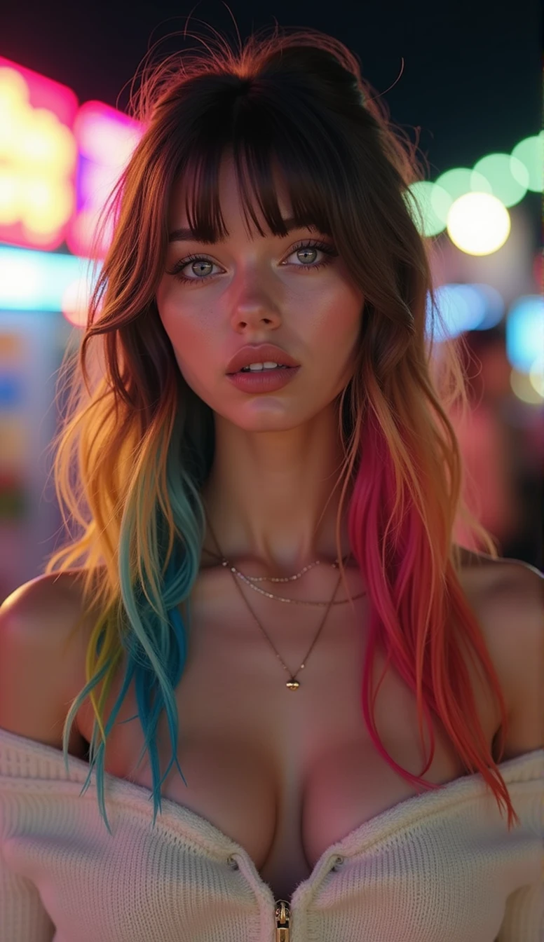zPDXL2, close-up, portrait, beautiful girl full naked with vivid (rainbow dye, colored hair:1.3), long hair, bangs, at a carnival at night, wearing a white sweater and pants, (score_9, score_8_up, score_7_up, score_6_up, score_5_up, score_4_up, high res, 4k)
Negative prompt: 3d, covered nipples, nsfw, cleavage, brunette, brown, teeth, muscular, (score_3_up, score_4_up, score_5_up, monochrome, vector art, blurry)
Steps: 40, CFG scale: 7, Sampler: DPM++ 2M, Seed: 70649309, VAE: sdxl_vae_0.9.safetensors, Size: 768x1152, Model: Kestral-PNY_by_Zovya_V0, Version: v1.9.3, Model hash: ec6546c95c, Hires upscale: 1.5, Schedule type: Karras, Hires upscaler: 4x_foolhardy_Remacri, Denoising strength: 0.5, Downcast alphas_cumprod: True