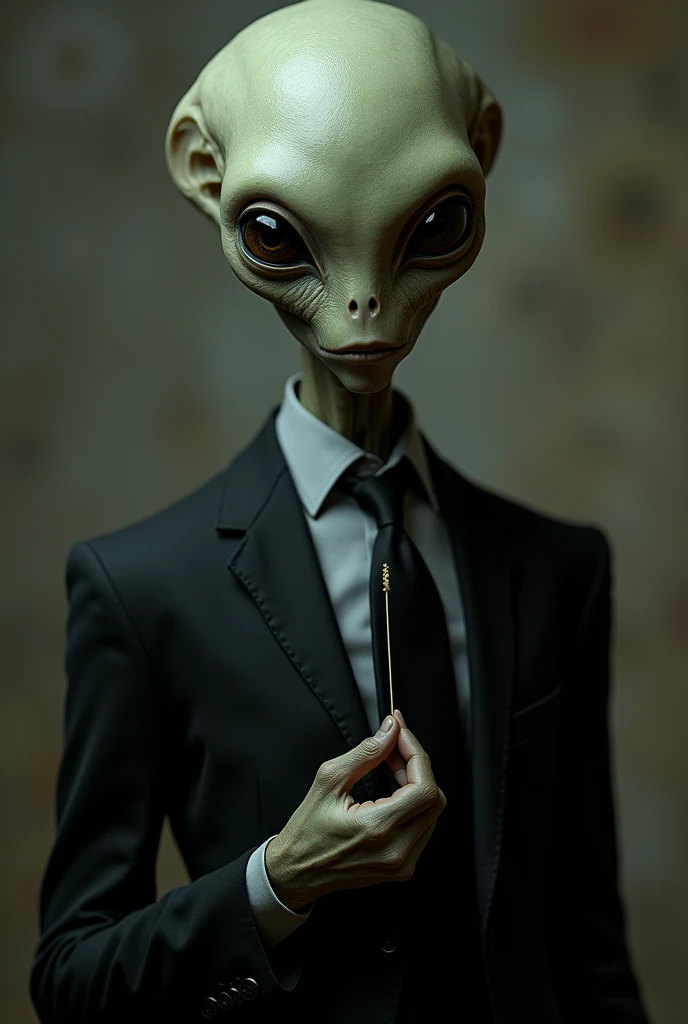 Male ET in Black wearing a toothpick and tie 