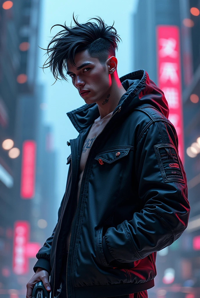 Cyberpunk male gamer profile for YouTube 