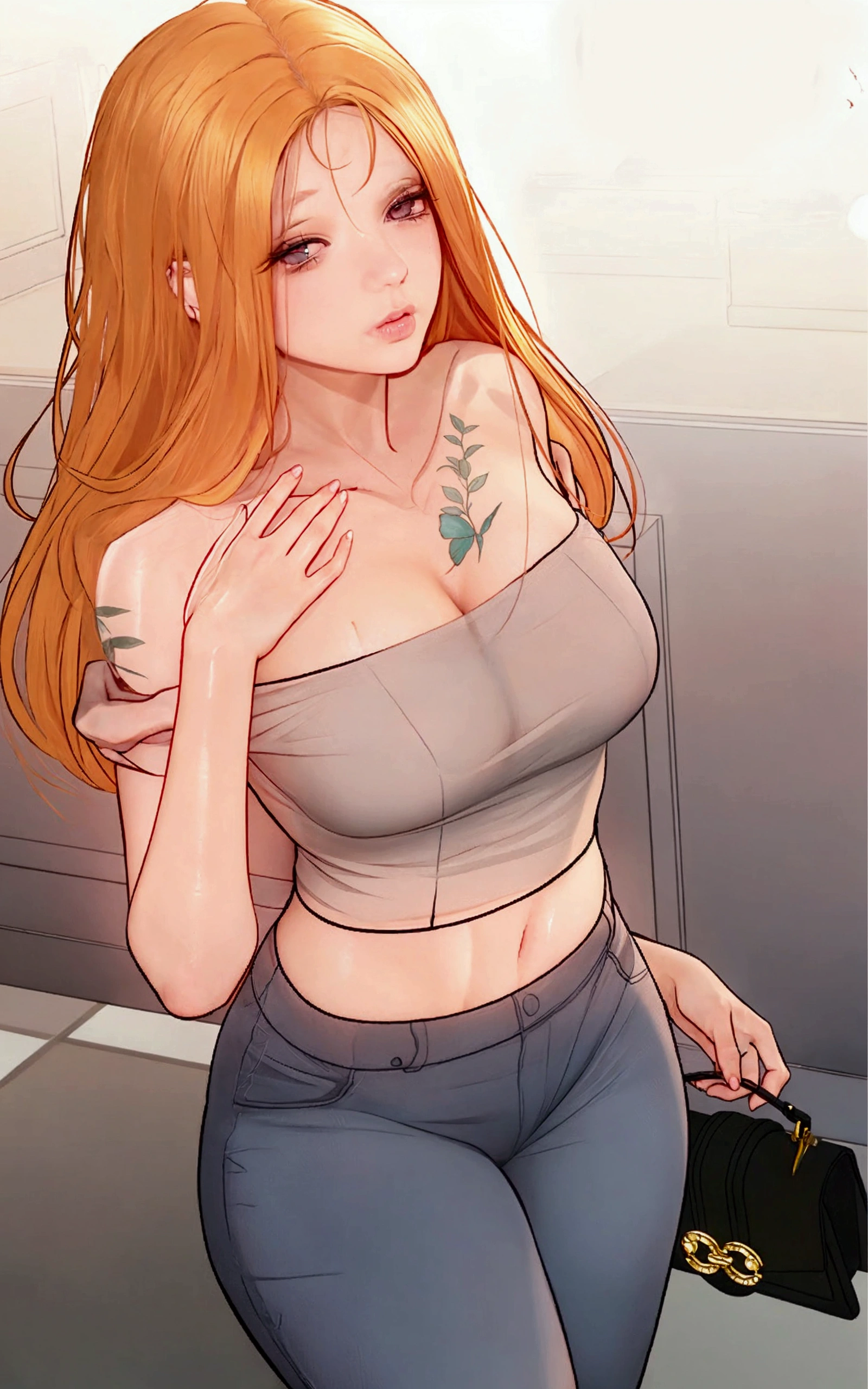 make her without clothes, make her sexy body and big tits , yellow hair