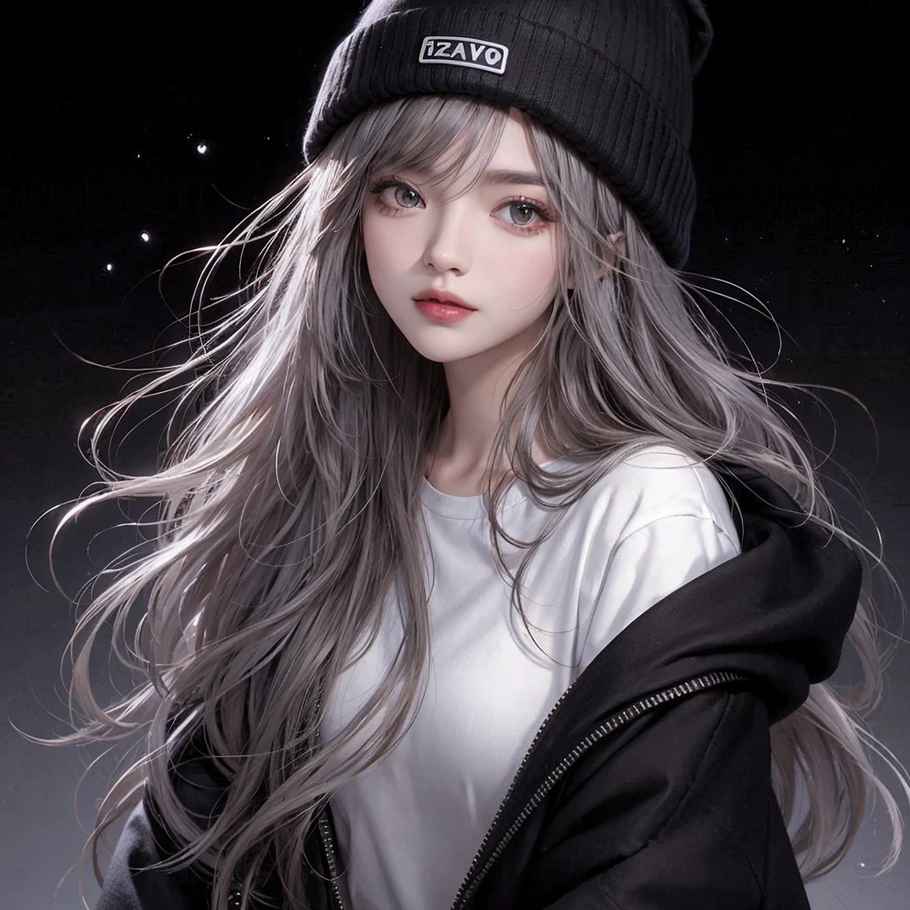 photorealistic, high resolution, 1women, solo, hips up, look at viewer, (detailed face), colorful street wear, jacket, skirt, thighhighs, tattoo, jewelry, winter night