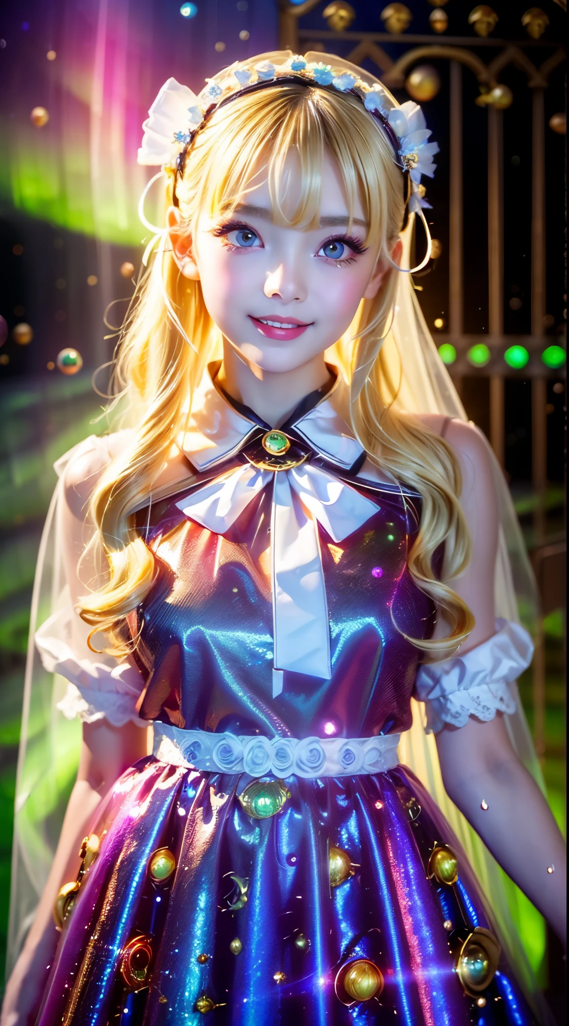 Fox Ears, very cute, Blonde Hair, Big smile, One girl, 1. Goddess Athena, The beautiful, flawless face of the goddess Athena, delicate yellow nightgown, Lots of sexy black lace detailing、Long sheer sequined nightgown, A beautiful pale red silk half veil, Legends of female saints, Icons of female saints, Beautiful goddess-like glitter, Dark and mysterious version, Vermilion lips, Plump red lips, ((口をclose:0.9)), Complete teeth, Symmetrical incisors, Bright white teeth, ((Angry face:0.8)), delicate and beautiful pino detailing, delicate and beautiful lip detail, (Pure and perfect face: 1.9), Female Eucharist, Round Breasts, 大きくてRound Breasts, Phoenix Brooch, Long, flat bangs, Long black hair, Beautiful, clear face and well-proportioned eyes, (Pale pink eyes with transparent irises: 1.8), (Big round eyes and makeup, Sexy wet eye makeup, So beautiful、Careful hair and makeup, long and delicate blonde hair, delicate, Body image: 1.8), shape: Brilliant and, (The stars that make up the sky々: 1.7), (The Gate of Heaven and Imaginary Time and Space: 1.8), Imaginary art, RAW Photos, hanfu pictures, Best Photos, High resolution, 最high quality, Best Photos, Best Goddess Quality, 8k female, Super 8 Single Saint Portrait, The most true color scheme, masterpiece, Best Beauty Brands, Best Hair Jewelry, Brand real photo, Dark studio, Border Light, Two-tone lighting, (Rosy white skin: 1.4), (High skin detail: 1.1), 8k uhd, SLR, Soft Light, 8k, high quality, Frank, Smooth and sharp volume, 10x more pixels, Sexy Goddess, Sexy Goddess, (Background Space: 1.8), (The most beautiful aurora eye: 1.7), Beautiful Eyes, The aurora is beautiful and flower-like, (Beautiful single women: 1.8), (see here:0.8), close, Approaching the Goddess, Clear and unrealistic
