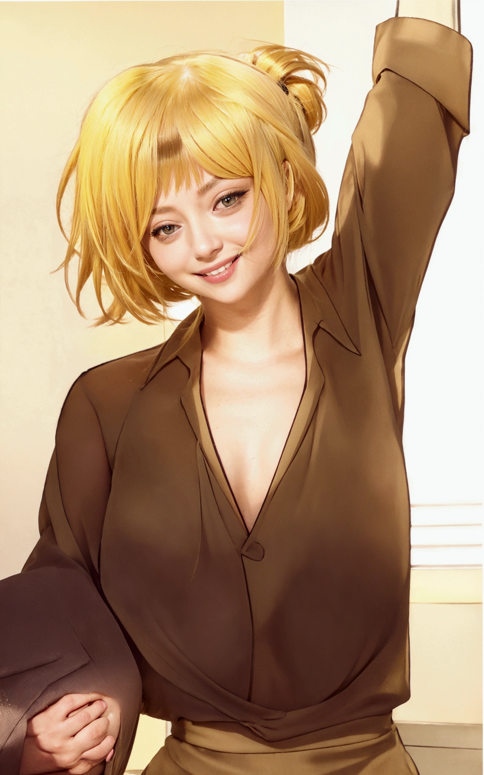 yellow hair , sexy body , beautiful girl , smilling