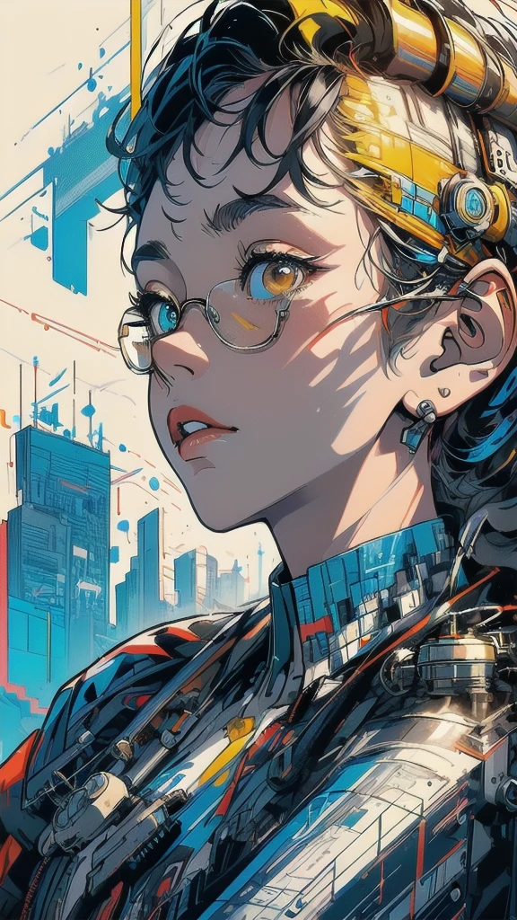 (((masterpiece, highest quality))),(((solo:1.2))),(((1girl:1.2))),32k wallpaper, very detailed, poster, vintage science fiction,(((((geometric cinematic movie poster))))), (bauhaus), shape,(((abstract))),(mid century modern),movie poster,(((((portfolio))))),(((((Close-up))))),(((((bust up))))),((((more various angle)))),(((highlight))),((((heterochromia)))),(((complete. detailed face))),(((Extremely talented))),(((((most complecated machine))))),(((((unlimited mechanic Workaholic))))),(((Absolutely detailed Mighty machines background))),(((Geiger counter))),(((Beautiful vibrant color scheme))),