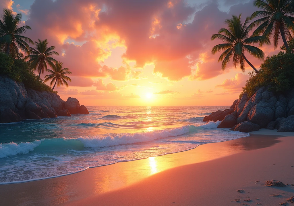 528Hz , deep sleep , ocean , summer , fireworks Sunshine Beach Waves Breeze Ocean Sunset Heat