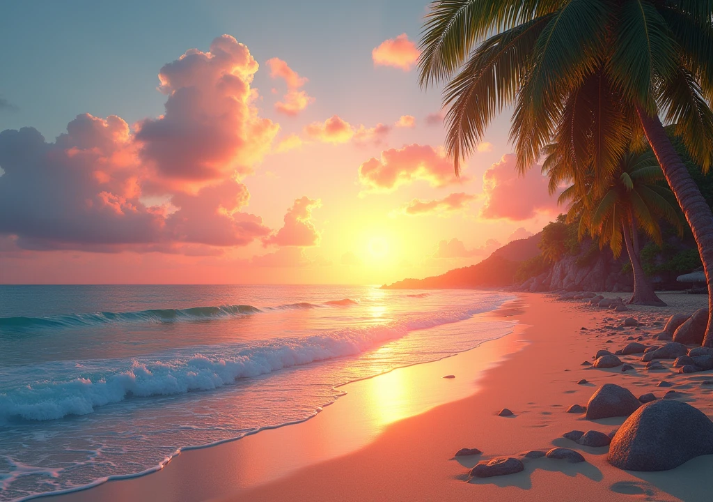 528Hz , deep sleep , ocean , summer , fireworks Sunshine Beach Waves Breeze Ocean Sunset Heat