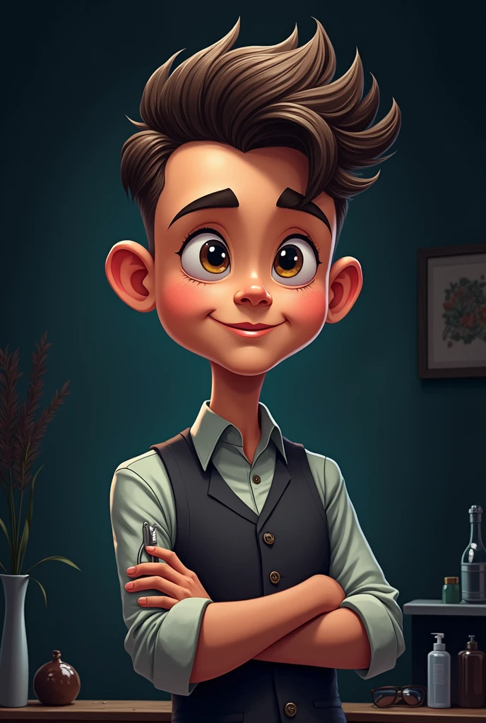 a beginner barber(cartoonized) com o fundo preto