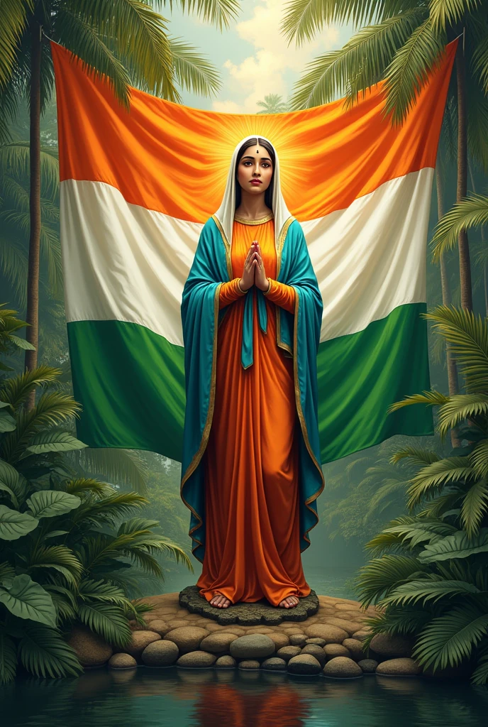 Indian flag and mother mary in Kerala them