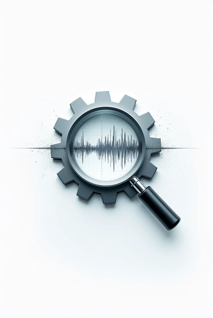 A corporate image like a logo that represents a time domain spectrum signal and a magnifying glass looking at a gear with the time wave inside it.

Highlight the waveform inside the magnifying glass as a signal from a spectrogram and add the word MONCON GPTA It can be with the white background

