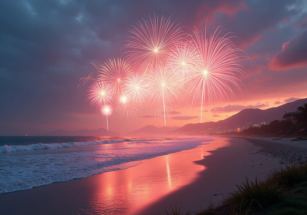 beautiful Fireworks、528Hz , deep sleep , ocean , buzzer , fireworks Sunshine Beach Waves Breeze Ocean Sunset Heat,abstracted，scenic，Dazzle，a color，sci-fy，buliding，scenecy，cosmos，galactic，lake，City，lawns，mountain ranges，the setting sun，baiyun，blue-sky，psychedelia，big breasts beautiful，shock，lamplight