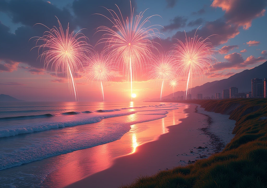beautiful Fireworks、528Hz , deep sleep , ocean , buzzer , fireworks Sunshine Beach Waves Breeze Ocean Sunset Heat,abstracted,scenic,Dazzle,a color,sci-fy,buliding,scenecy,cosmos,galactic,lake,City,lawns,mountain ranges,the setting sun,baiyun,blue-sky,psychedelia,big breasts beautiful,shock,lamplight