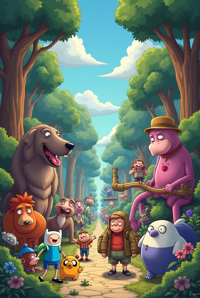 Créer une image mélangeants pleins de dessins animés de notre enfance (2008-2014), fait un truc réaliste, que je pourrai être capable de redessiner