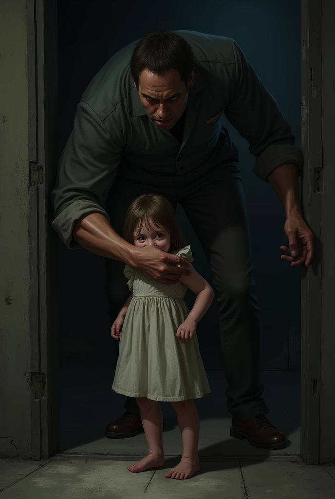 A men closing mouth of girl