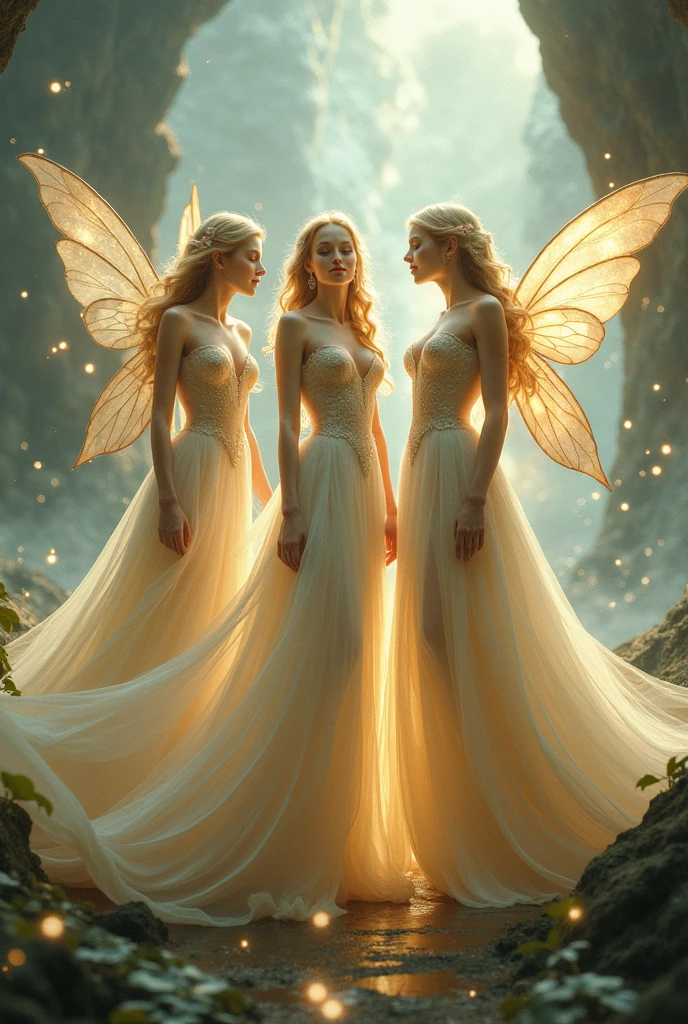 Fairy fleet, three fairies in gown